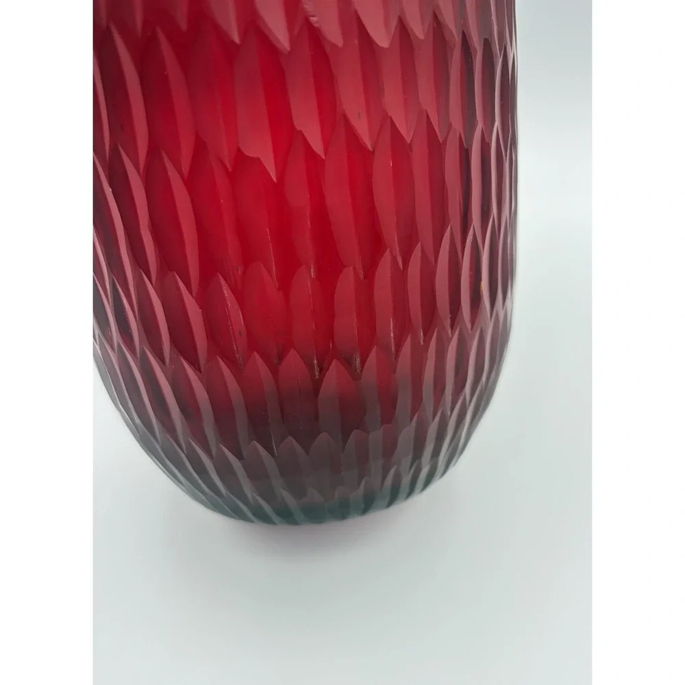 Vintage Ruby Red Flashed Glass Vase Large 15